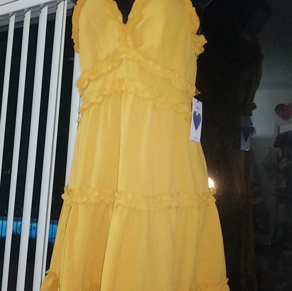 Yellow fluffy summer dress